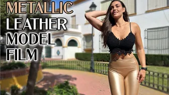 Metallic Leather Leggings Model Film