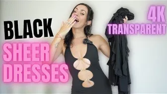 4K TRANSPARENT Black SHEER DRESSES SEE THRU TRY ON ♥️♥️ | Transparent Kelsey #1