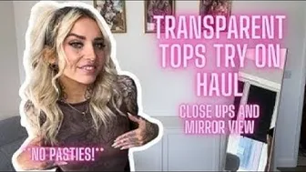 [4K] TRANSPARENT tops TRY ON with mini skirt + mirror view! **NO PASTIES** | Shannon Love TryOn