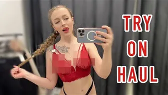 [4K] Try on Haul exclusive red transparent outfits | is dressing room (2024) #1