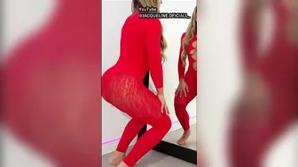 TRANSPARENT RED FISHNET BODYSUIT STRETCHING TEST/REVIEW - SEE THROUGH (4K) #4