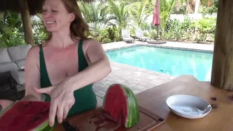 Slicing Watermelon Poolside ASMR #3