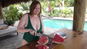 Slicing Watermelon Poolside ASMR #4