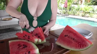 Slicing Watermelon Poolside ASMR #5