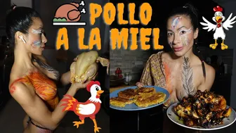 Receta Pollo A La Miel BodyPaint PLUMAS // Recipe Chicken Honey and Lemon BodyPainting Feathers