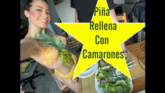 Como Hacer Piña Rellena De Camarones / How To Make Pineapple stuffed Of shrimp/ BodyPaint Pineapple