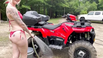 Washing My Polaris 4 Wheeler In A Bikini #4