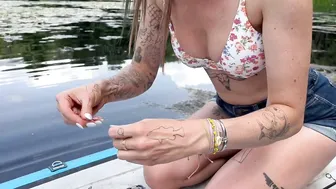 ASMR BACKYARD POND FISHING WITH RILEY ROSCATO #4