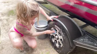 Washing My Bass Boat Wheels In A Bikini #5