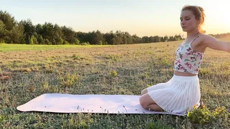 Yoga outdoors in a short transparent skirt (part 3) #3