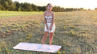 Yoga outdoors in a short transparent skirt (part 3) #4