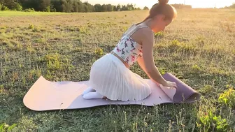 Yoga outdoors in a short transparent skirt (part 1) #2