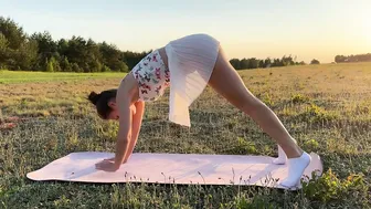 Yoga outdoors in a short transparent skirt (part 2) #5