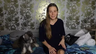 Fast Motion Schnauzer Puppy Won't Let Mom Out of Her Sight