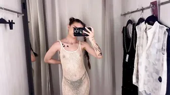 [4K] Try On Haul: Beige Sheer Dress | Luna's Fashion Review #2