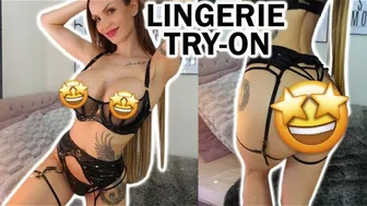 Sexy transparent LINGERIE TRY ON HAUL Hunkemoeller black mesh leather set Fashion Review with Amy #1